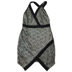 Charlotte Russe Black Silver/Gold Halter Top Backlesz Dress Size L